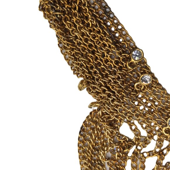 Multi Strands of Chains Necklace Gold-Tone 12" AS IS Crafts & Makeover Use - Picture 9 of 11